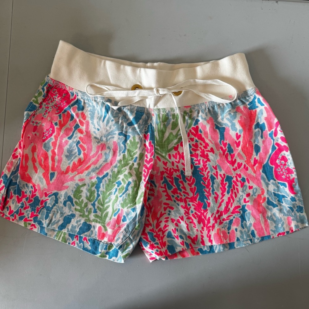 Lilly Pulitzer Lets Cha Cha Linen‎ Beach Shorts Colorful Women’s Size XS